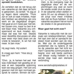 Column Eerste Hulp week 33 vakantie de relatiekiller
