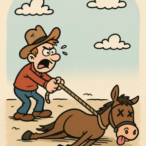 trekken aan dood paard