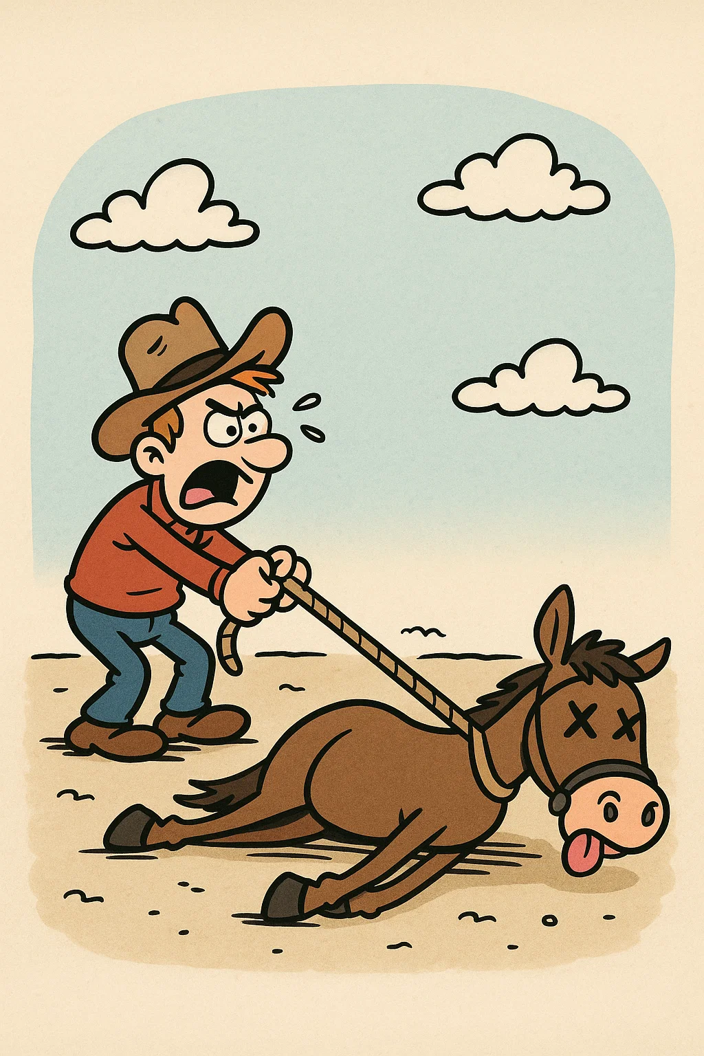 trekken aan dood paard